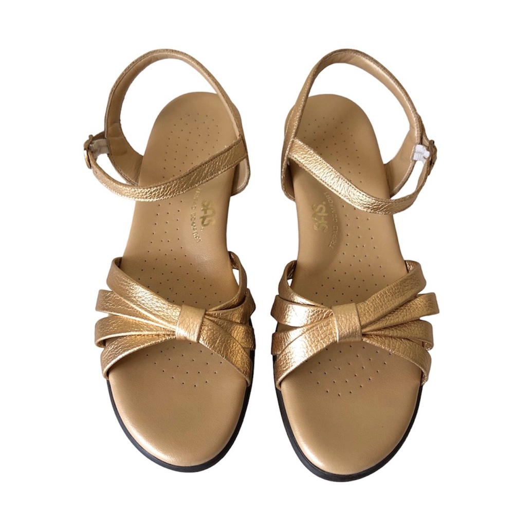 SAS women’s metallic tri-pad strappy comfort heeled sandals 10